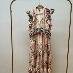 KACHEL Silk Printed Sleeveless Dress  - Size 4